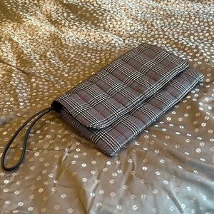 A New Day Plaid Wristlet Clutch black white red